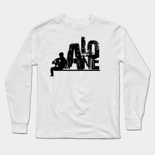 Alone guy siluet black and white Long Sleeve T-Shirt